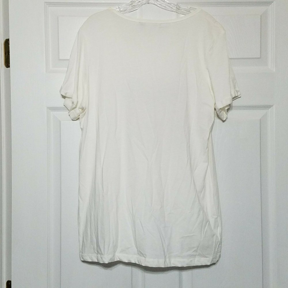 Junarose Women's Blouse T-Shirt ~ Sz M ~ White - Picture 5 of 7
